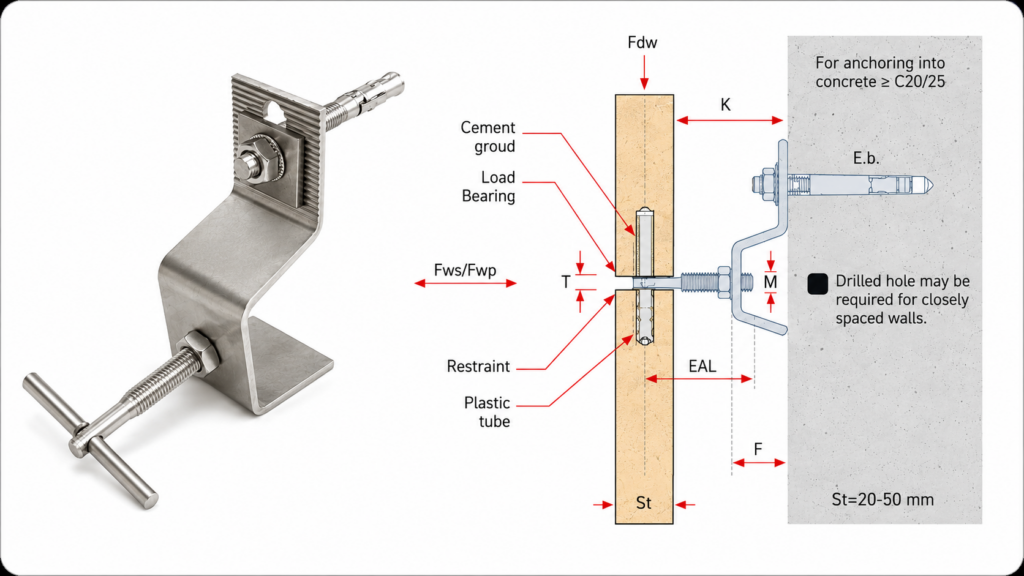 ADS01 dimension reference for projection, stone thickness and installation parameters