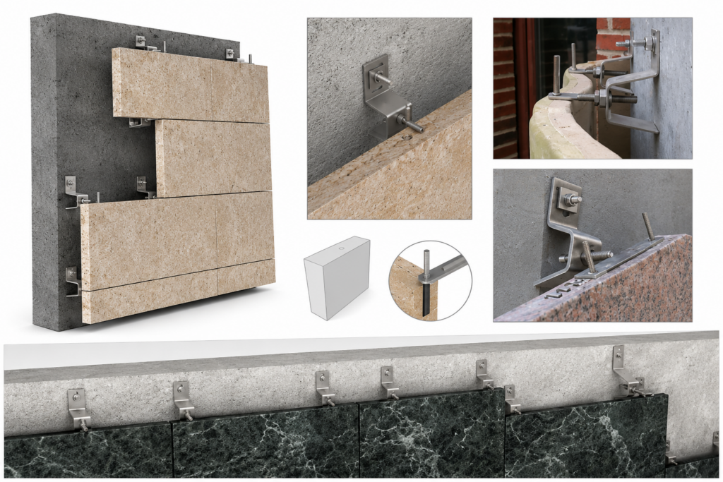 ADS01 stone cladding bracket application examples